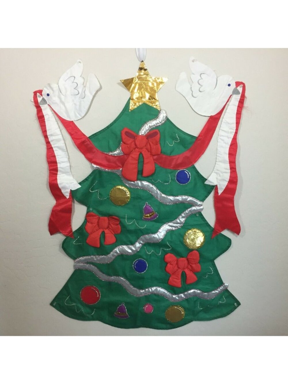 Christmas Tree White Dove Holiday Outdoor Flag Decoration Wall Hanging